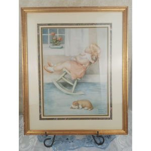 Framed Bessie Pease Gutmann The Lullaby Print Toddler Rocking Baby 18x24